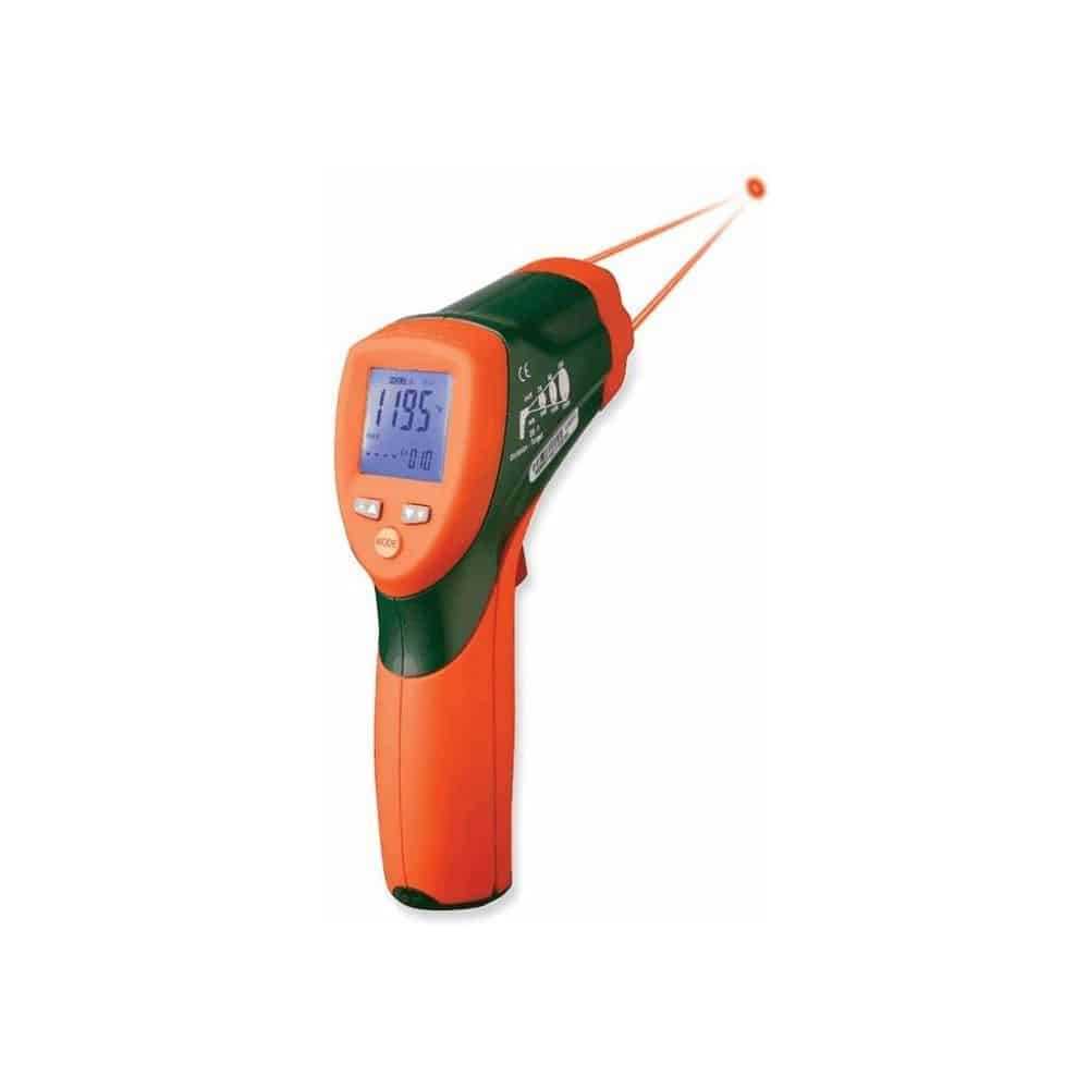 Extech Dual Laser Infrared Thermometer, -50 to 1000°C, 30:1 Distance-to-Spot Ratio, includes 9V Battery and Pouch