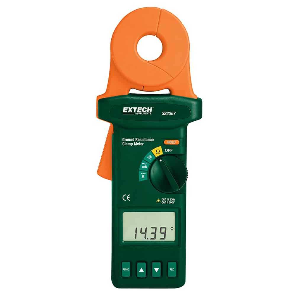 Extech Clamp-On Ground Resistance Tester, 1500Ω, 1.667kHz