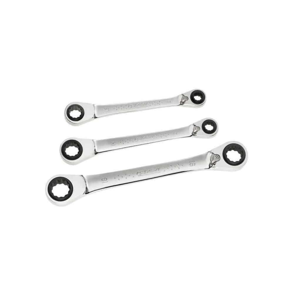 Expert 4In1 Ratchet Ring Spanner Set - 3 Pieces 8-19mm