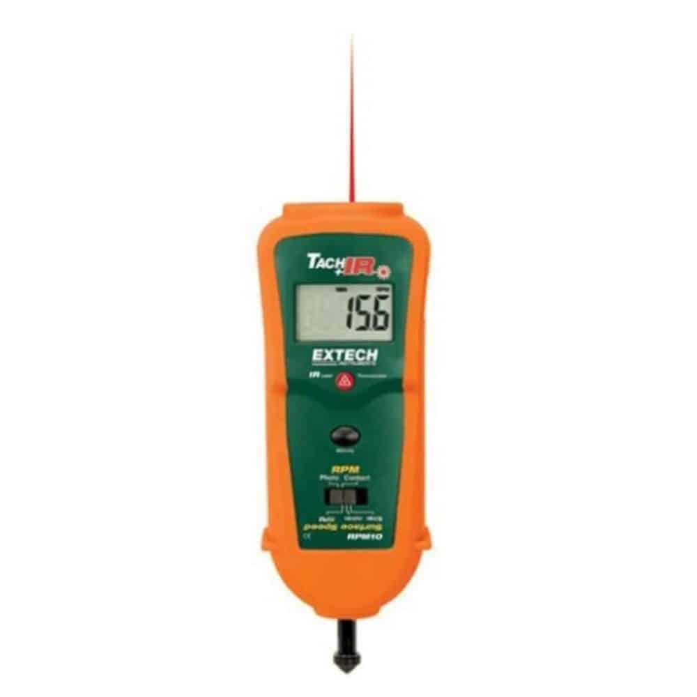Extech Photo/Contact Tachometer with Built-in Thermometer, 10 to 99,999 RPM, -20 to 315°C