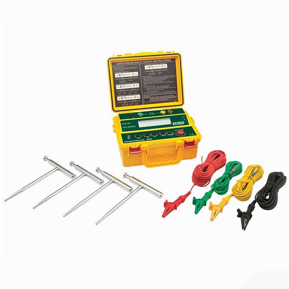 Extech Earth Ground Resistance Tester Kit, 2000Ω, 300V AC, 820Hz
