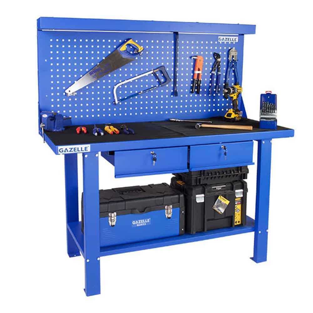 Gazelle 59 In. Steel Workbench With Pegboard And Drawers