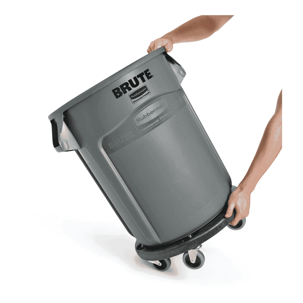 Rubbermaid BRUTE® Dolly for 20/32/44/55 Gal Waste Containers, Black, 250 lbs Load Capacity