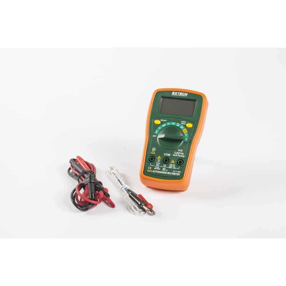 Extech Mini Digital Multimeter, 10A, CAT II 600V, Autoranging, Capacitance and Frequency Measurement