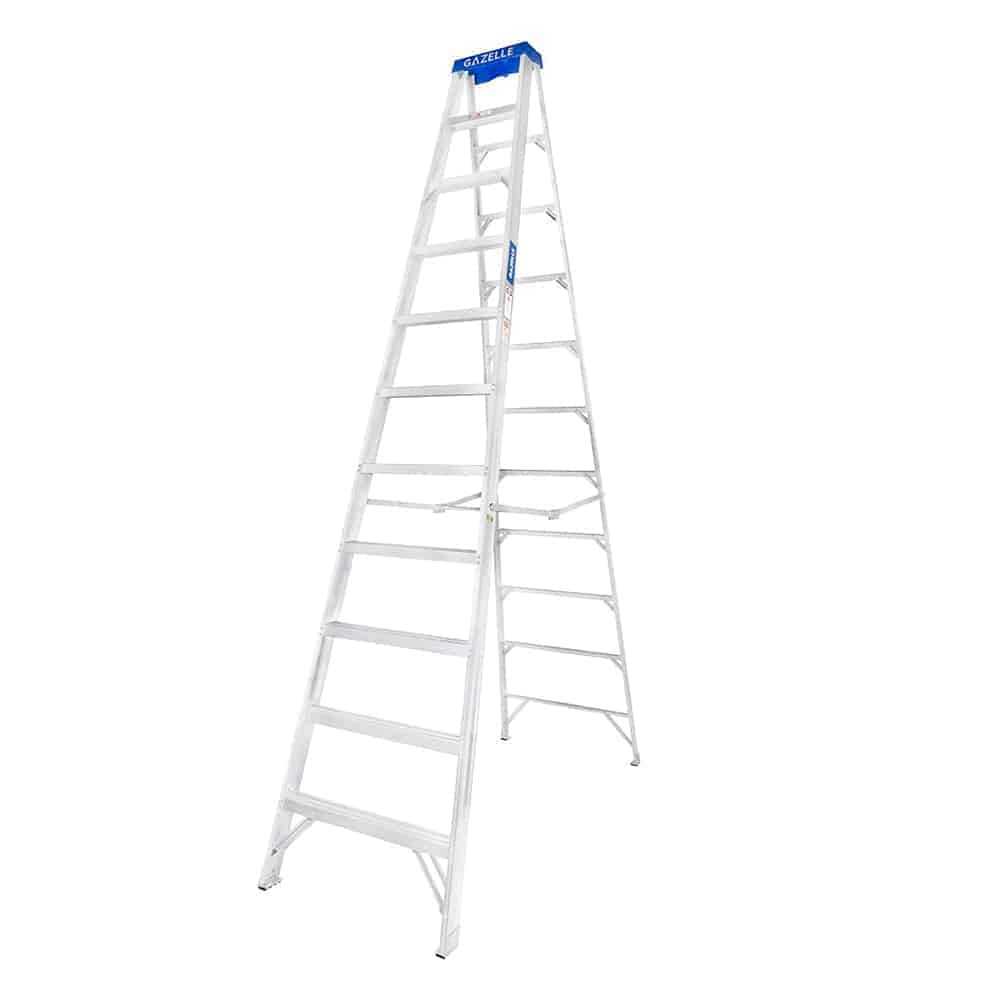 Gazelle 12ft Aluminium Step Ladder (3.6m), Heavy Duty, Slip Resistant Steps and Feet, 15 ft Working Height, OSHA, ANSI Certified