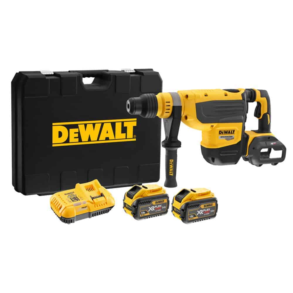 Dewalt 54V Cordless 48mm SDS-Max Rotary Hammer Drill with Active Vibration  Control, 10kg, Brushless Motor, with 2x 9.0Ah Li-ion Batteries, Charger and  Carry Case DCH733X2-GB: Shop Online at Best Price in UAE