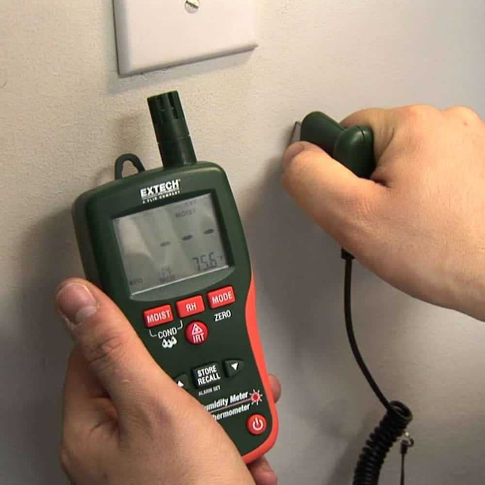 Extech Pinless Moisture Psychrometer + IR Thermometer, 29 to 77°C Air