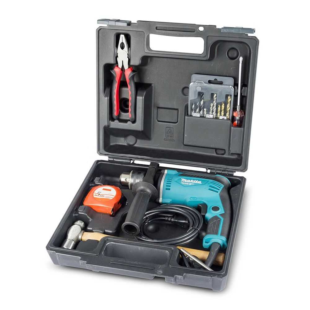 Makita MT Blue 220V Percussion Drill with Accessory Kit 13mm 430W Variable Speed Reversing Keyed Chuck includes Drill Bit Set M8103KSPB Shop Online at Best Price in UAE