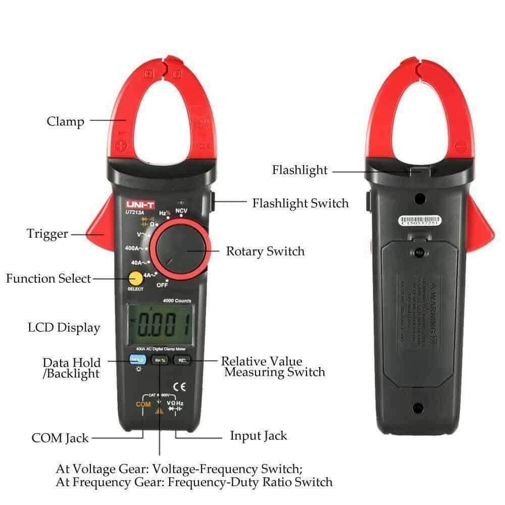 Uni-T Digital Clamp Meters True RMS, 400A, 30mm Jaw, CAT III 600V