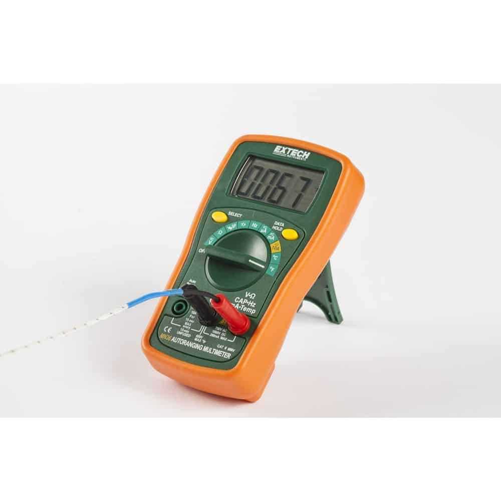Extech Mini Digital Multimeter, 10A, CAT II 600V, Autoranging, Capacitance and Frequency Measurement