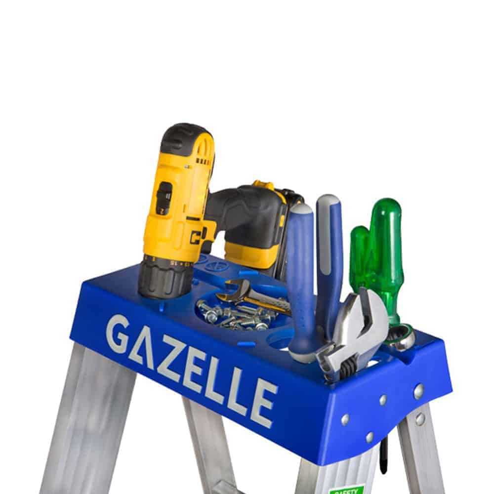 Gazelle 3ft Aluminium Step Ladder (0.9m), Heavy Duty, Slip Resistant Steps and Feet, 7 ft Working Height, OSHA, ANSI Certified