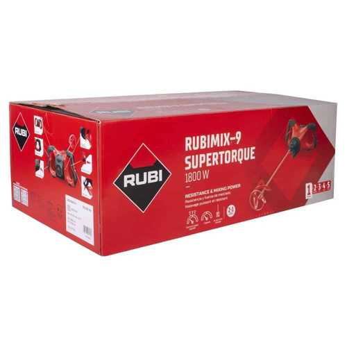 Rubi RUBIMIX9N SUPERTORQUE 220V Mortar Mixer, 1800W, 780 RPM, Dual