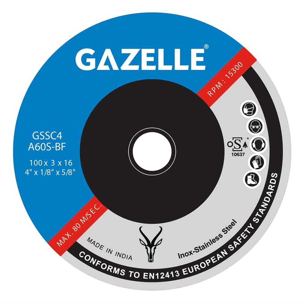Gazelle Stainless Steel Grinding Disc 4 Inches - 100 x 6 x 16mm