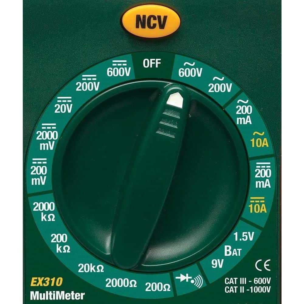 Extech Compact Digital Multimeter, 10A, CAT III 600V, Non-Contact Voltage Detection, Manual Ranging
